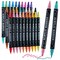 30 Colors Waterproof Dual Tip Acrylic Paint Pens, Dot & Fine Tip Premium Coloring Drawing Markers Set for Wood, Rock Painting, Canvas, Glass, Ceramic Surfaces and DIY Crafts Making Art Supplies